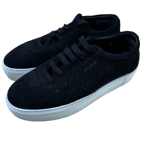 Axel Arigato NWOB Platform Sneaker Black Suede Size 6 Flat Laces Gold Stamp - Picture 5 of 9